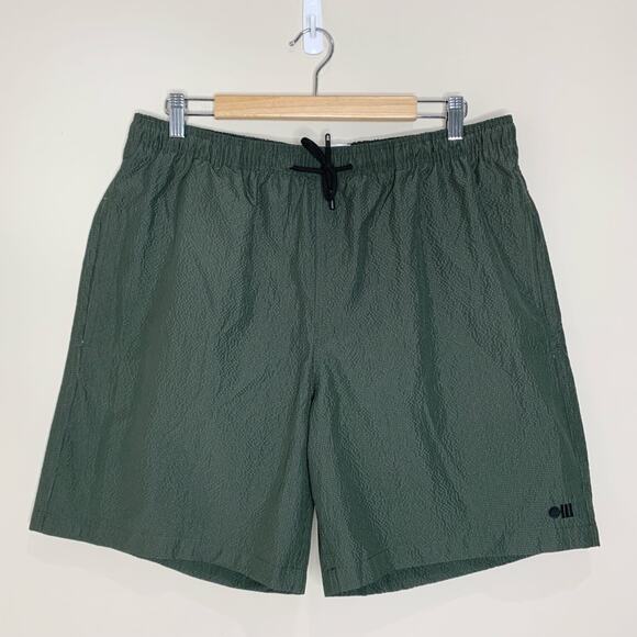 NEW Solid & Striped The Long Classic Swim Trunks (Sz L) Olive Seersucker - Picture 3 of 12